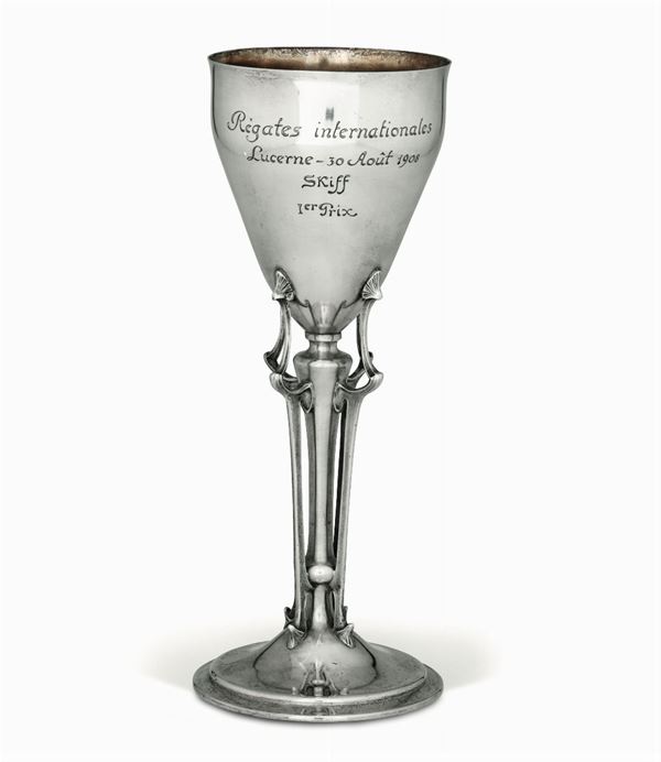 Coppa da regata Art Nouveau in argento. Lucerna 1908, argentiere Bossard & Sohn