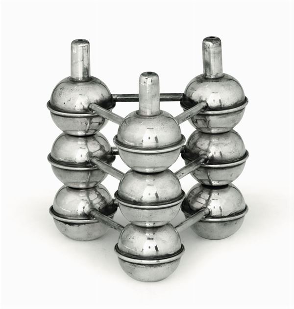 Three silver candle holders, Milan, 1940s
