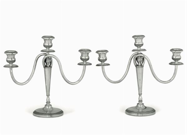 Two silver candle holders, 1935/45
