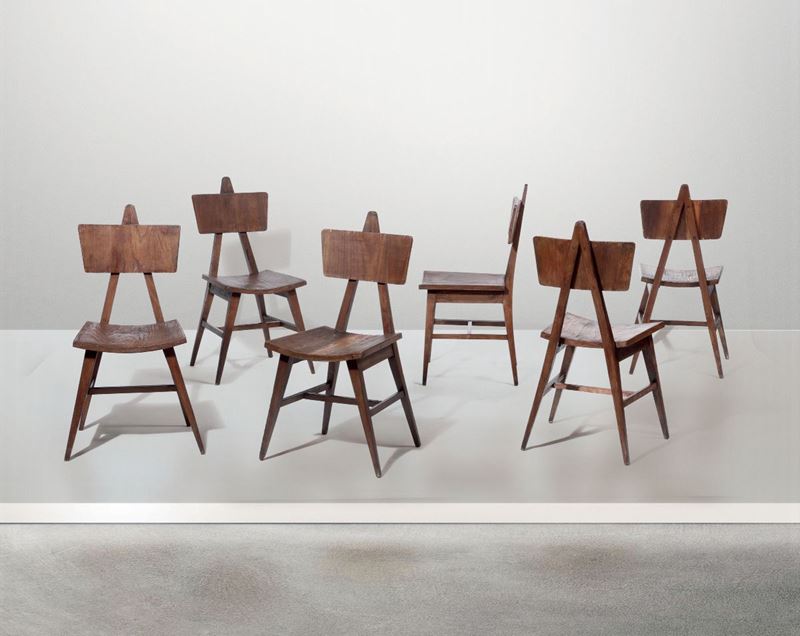 Sei sedie con struttura in legno.  - Auction Design - Cambi Casa d'Aste