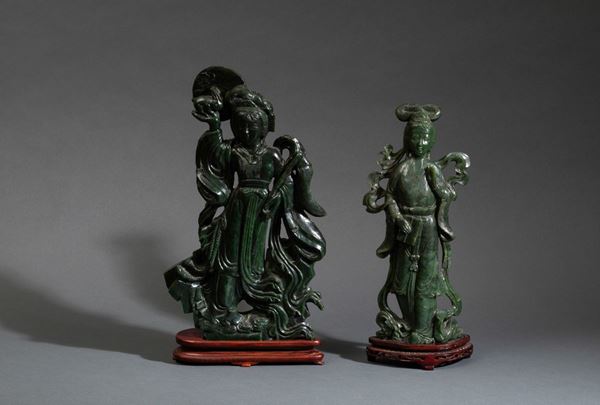 Two jade figures, China, 1900s