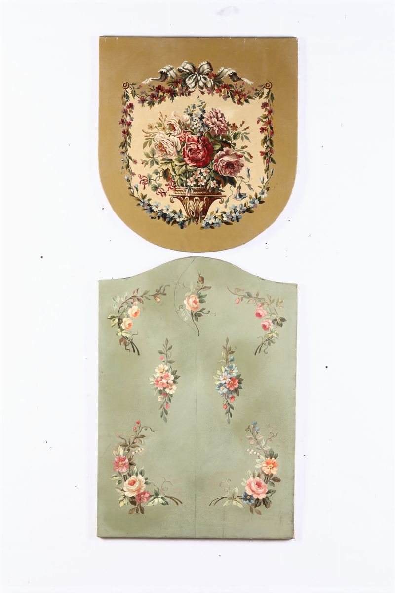 Due dipinti con fiori diversi olio su tela senza cornice - Asta Arredi,  Dipinti e Oggetti d