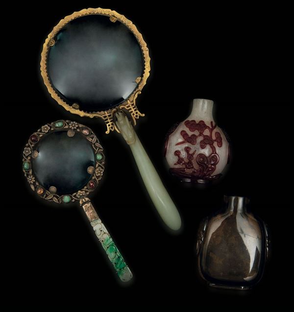 A lot of jade and agate items, China, Qing Dynasty