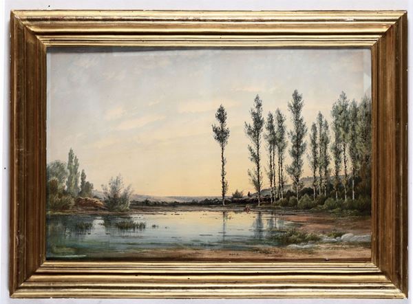 Pittore del XIX secolo Coppia di paesaggi