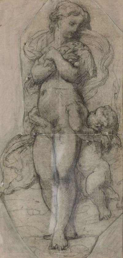 Scuola Emiliana del XVII Secolofigura Femminile con Putto