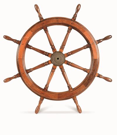Timone in Legno con Mozzo in Ottone, Inizio XX Secolo