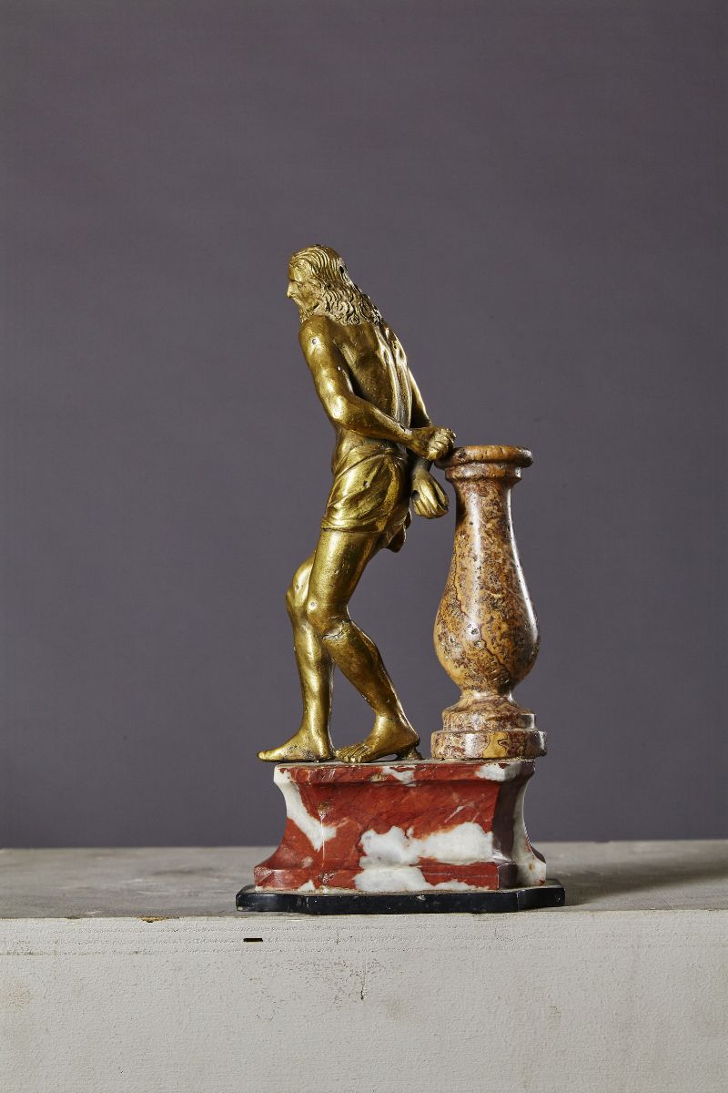 Cristo alla Colonna. Bronzo Fuso, Dorato e Cesellato. Fonditore Barocco Roma (?) XVII Secolo