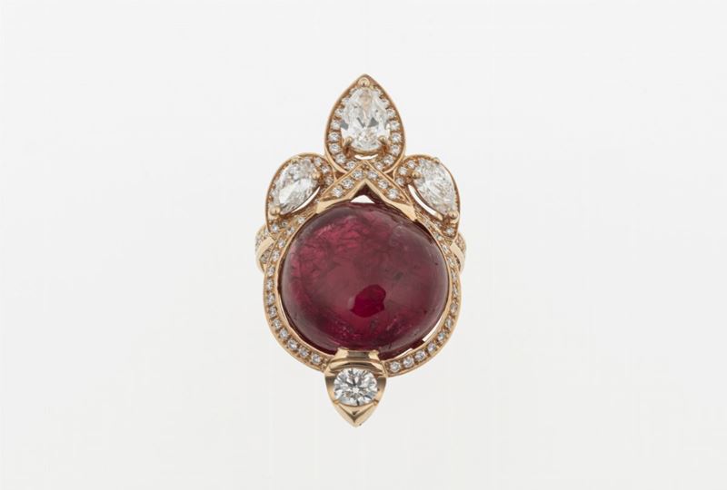 Spinel, diamond and gold ring. Gemmological Reports Gübelin, GIA and IGI  - Auction Fine Jewels  - Cambi Casa d'Aste