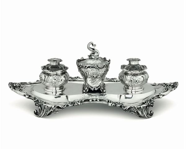 A silver inkstand, London, 1847