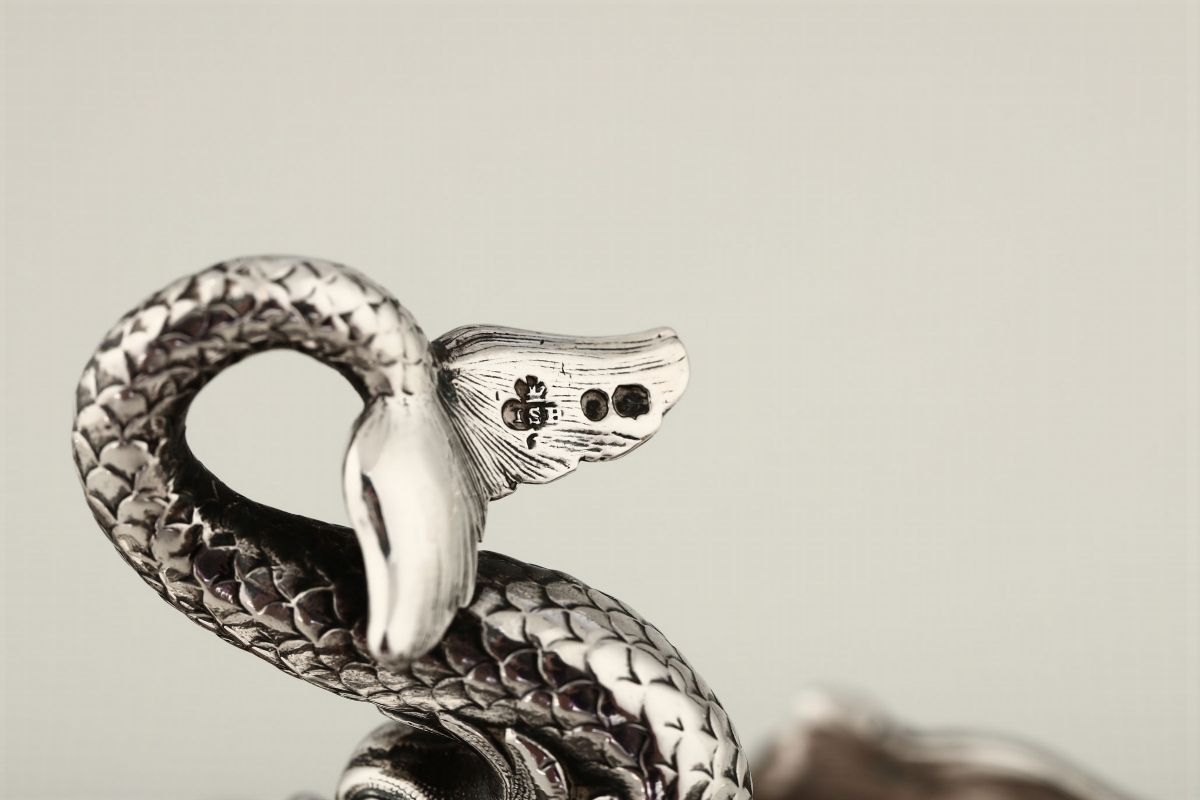 Grande Calamaio in Argento Fuso, Sbalzato e Cesellato. Cittã di Londra 1847, Marchi Dellâ€™argent...