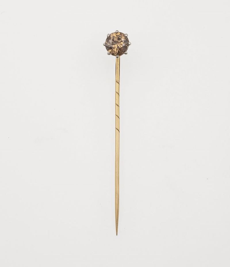 Brown diamond and gold tie pin  - Auction Fine Jewels  - Cambi Casa d'Aste