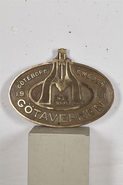 Targa in Bronzo della Gotaverken. Svezia 1941
