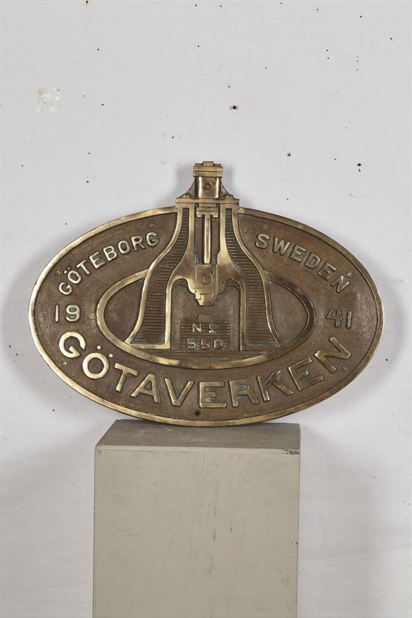 Targa in bronzo della Gotaverken. Svezia 1941