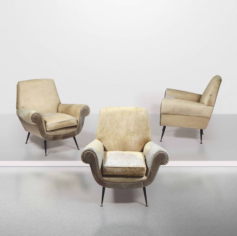 Three armchairs, Italy, 1950s  - Auction Design - Cambi Casa d'Aste
