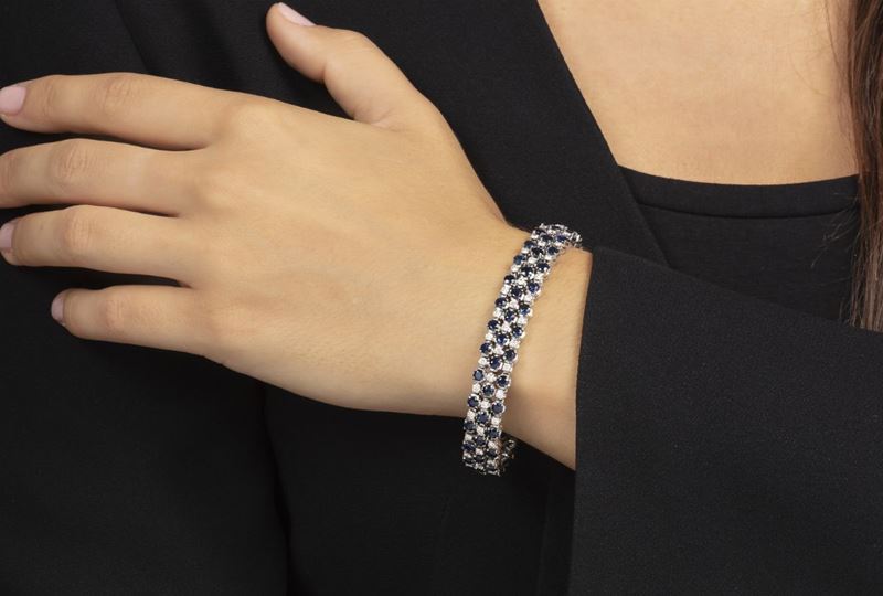 Bracciale con diamanti e zaffiri  - Asta Fine Jewels - Cambi Casa d'Aste