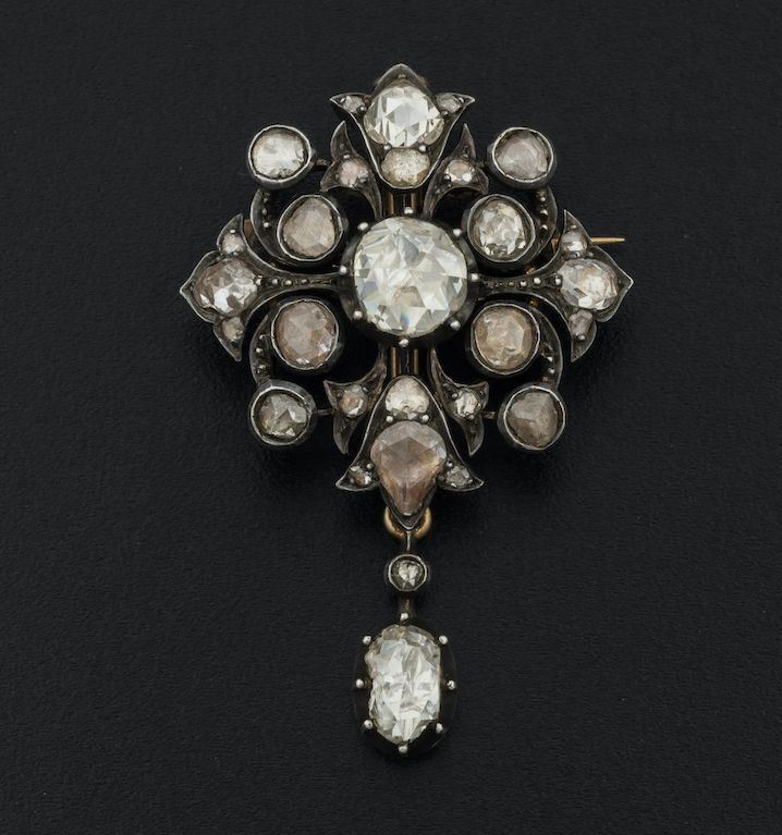Rose-cut diamond, gold and silver brooch/pendant  - Auction Fine Jewels  - Cambi Casa d'Aste