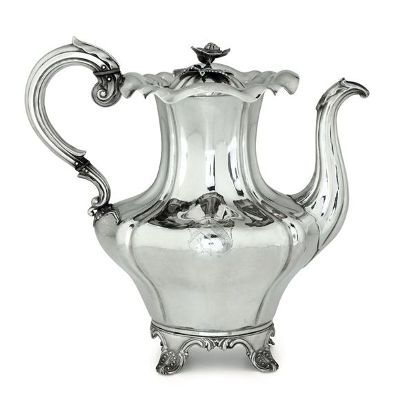A silver coffee pot, London, 1835
