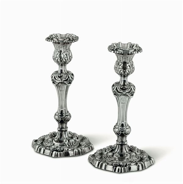 Two silver candle holders, Sheffield, 1828