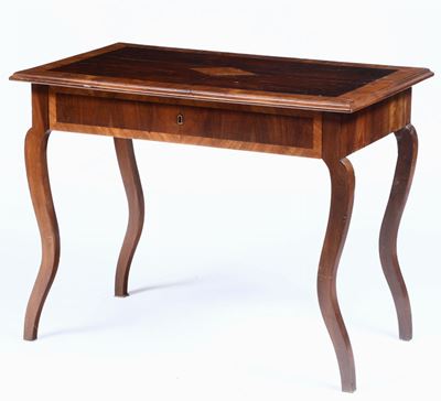 Tavolino in Legno Impiallacciato ed Intarsiato, XIX-XX Secolo