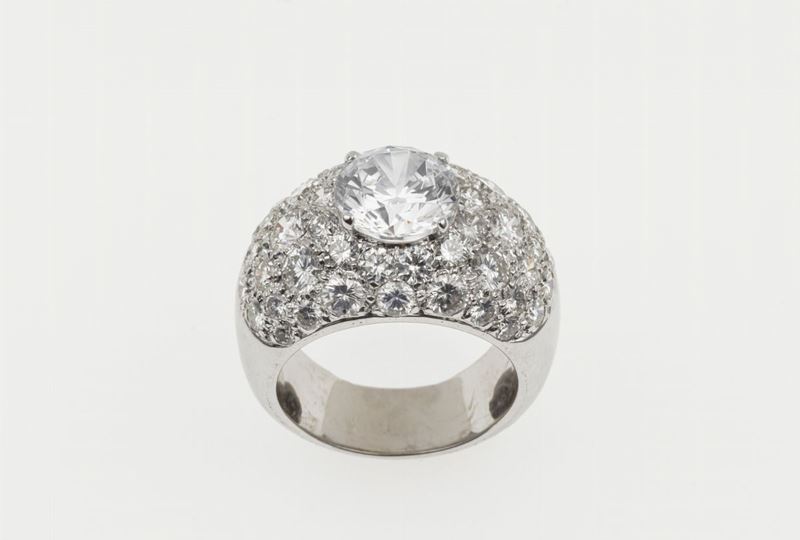 Pavè diamond ring with a cubic zirconia  - Auction Fine Jewels  - Cambi Casa d'Aste