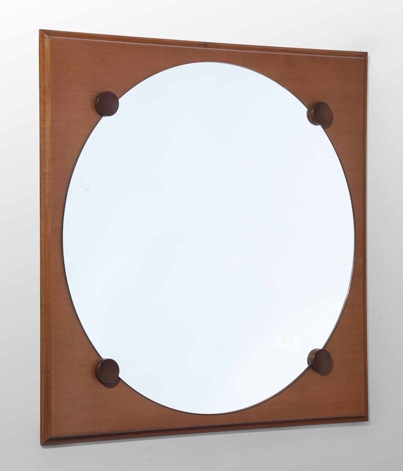 Specchio con struttura in legno e dettagli in metallo.  - Auction Design Lab - Cambi Casa d'Aste