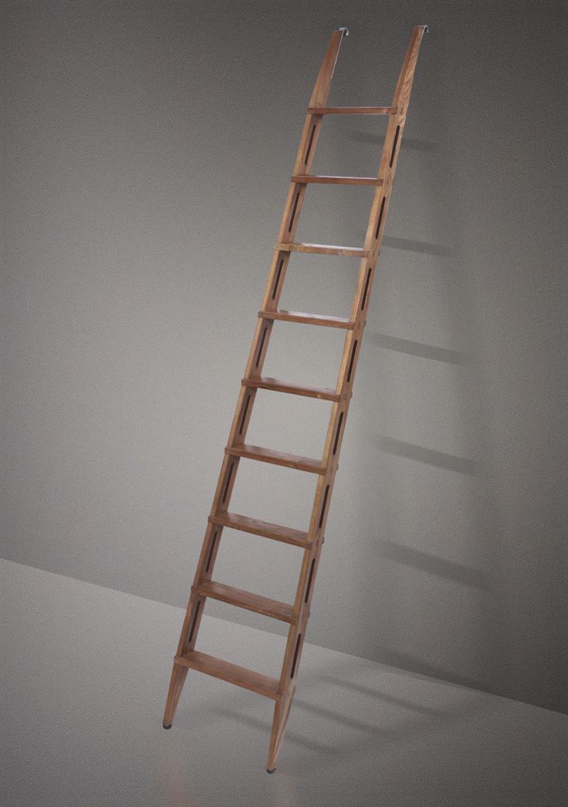F. Albini, a wooden ladder, Italy, 1950s  - Auction Design - Cambi Casa d'Aste