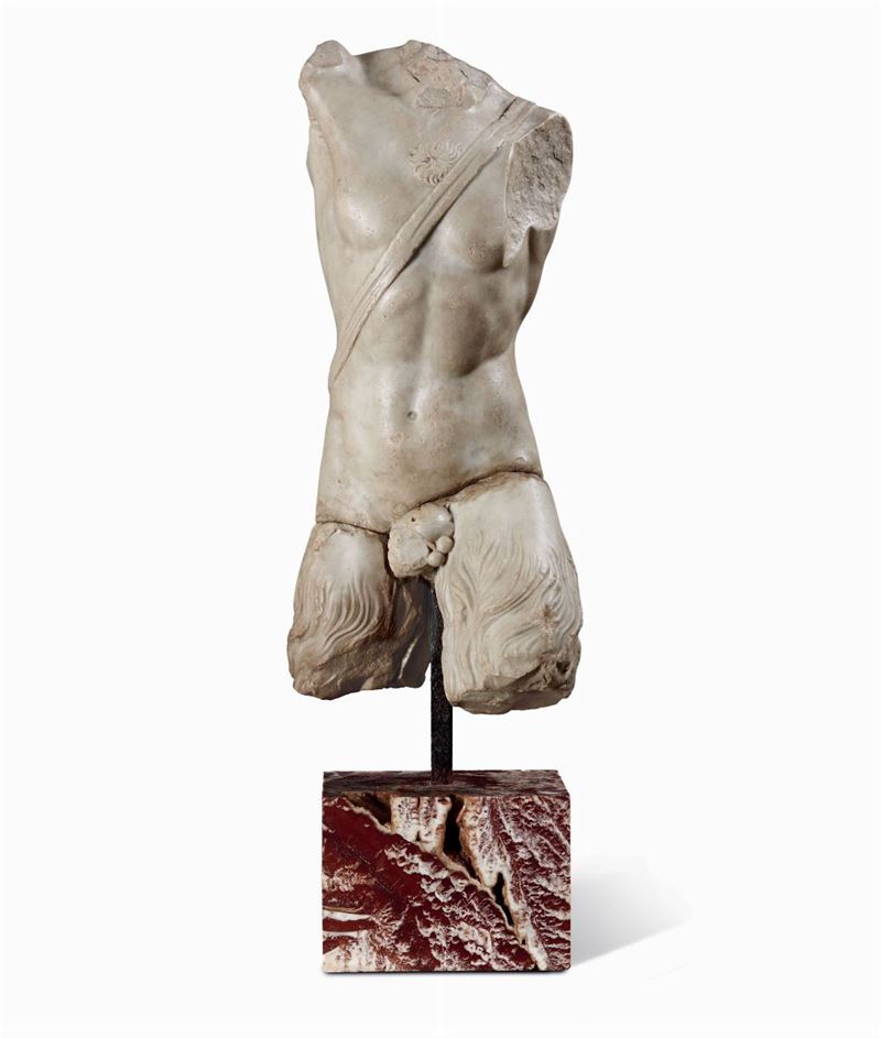 Torso di satiro in marmo alla maniera archeologica. Marmorari romani del XX-XXI secolo  - Auction Fine Art - Cambi Casa d'Aste