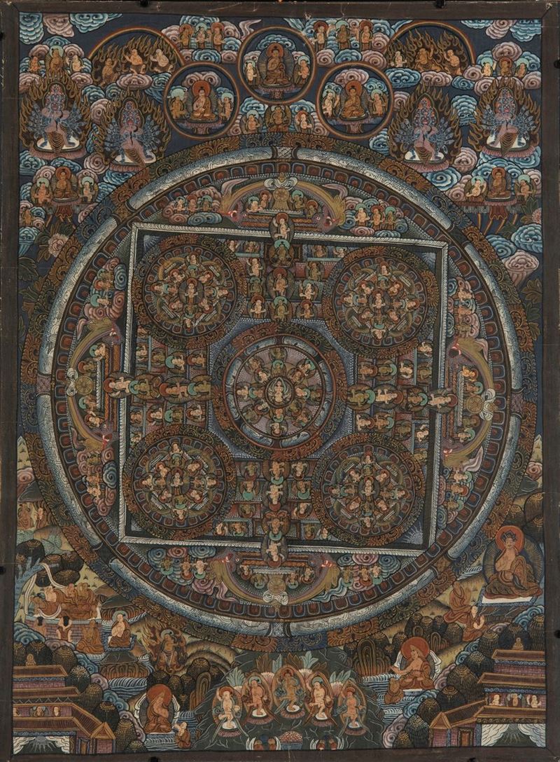 Dipinto su seta applicata su carta raffigurante divinitÃ , Tibet, XIX secolo  - Asta Arte Orientale | Asta a Tempo - Cambi Casa d'Aste