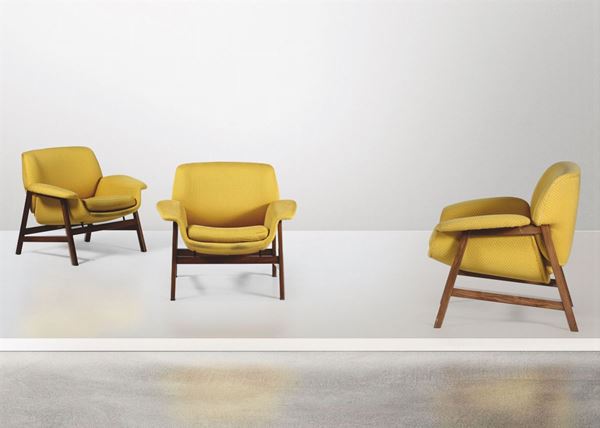 G. Frattini, three mod. 849 chairs, Italy, 1956