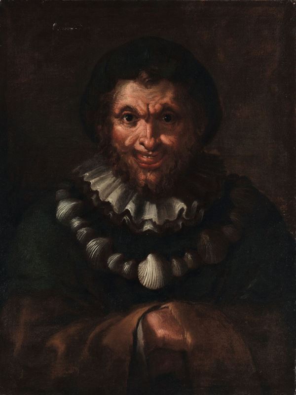 Scuola lombarda del XVII secolo Ritratto di uomo con collana di conchiglie