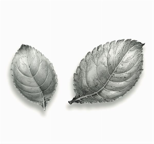 Due ciotole in argento a foggia di foglie. Gianmaria Buccellati, Italia XX-XXI secolo