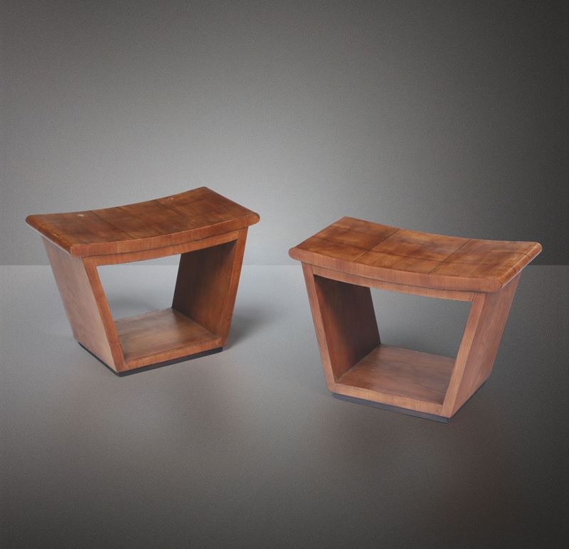Two wooden stools, Italy, 1940s  - Auction Design - Cambi Casa d'Aste