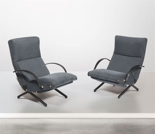 O. Borsani, two mod. P40 adjustable armchairs, 1992
