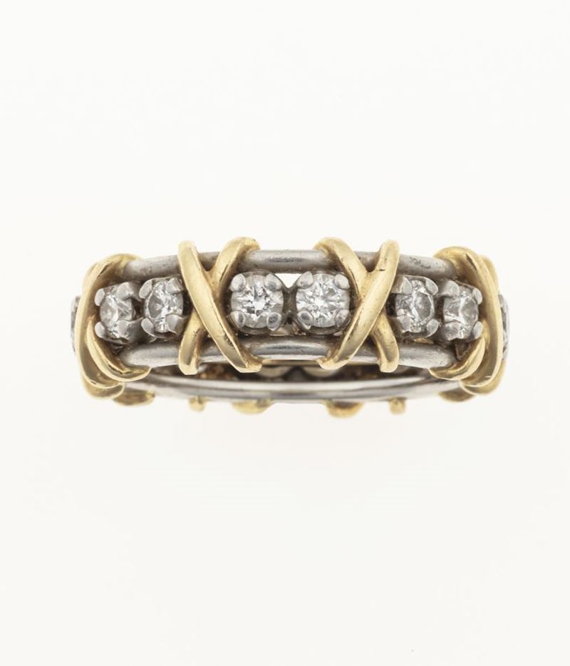 Diamond Sixteen stone ring. Schlumberger for Tiffany & Co. Fitted case  - Auction Fine Jewels  - Cambi Casa d'Aste