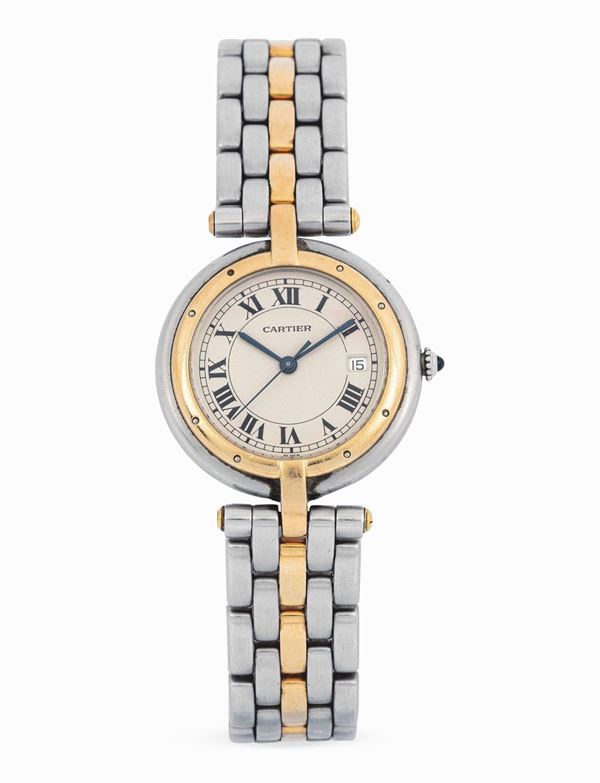 CARTIER - Stainless steel and yellow gold wristwatch.