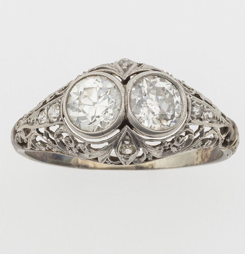 Anello con diamanti di vecchio taglio  - Auction Jewels - Timed Auction - Cambi Casa d'Aste
