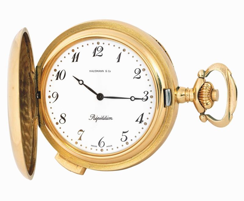 HAUSMANN & CO. - Yellow gold pocket watch with minutes repetition.  - Auction Watches - Cambi Casa d'Aste