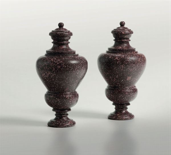 Two porphyry potiches, 17/1800s