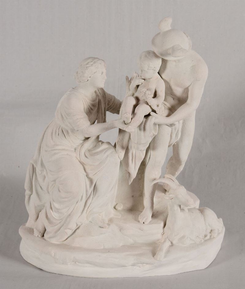 Gruppo raffigurante “Bacco in educazione” Italia, XX secolo  - Auction Ceramics - Timed Auction - Cambi Casa d'Aste