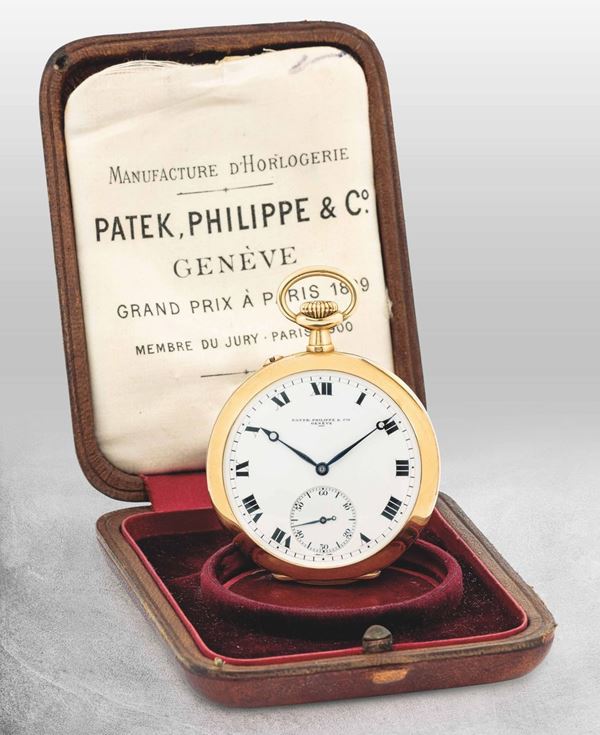 PATEK PHILIPPE - Refined yellow gold pocket watch. Original fitted box and warranty.