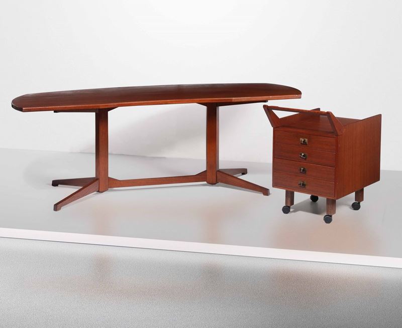 F. Albini, a desk and drawers, Italy, 1950s  - Auction Design Lab - Cambi Casa d'Aste
