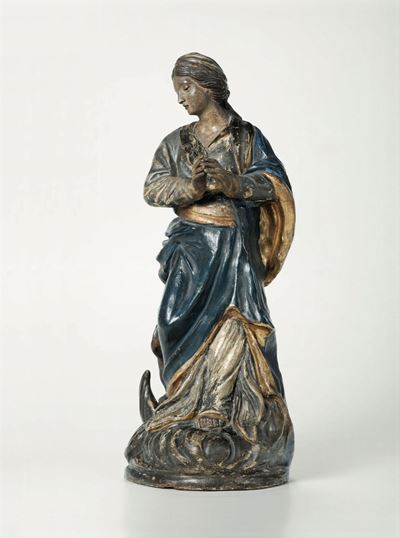 Vergine Immacolata. Terracotta Policroma. Arte Barocca Ligure XVII-XVIII Secolo