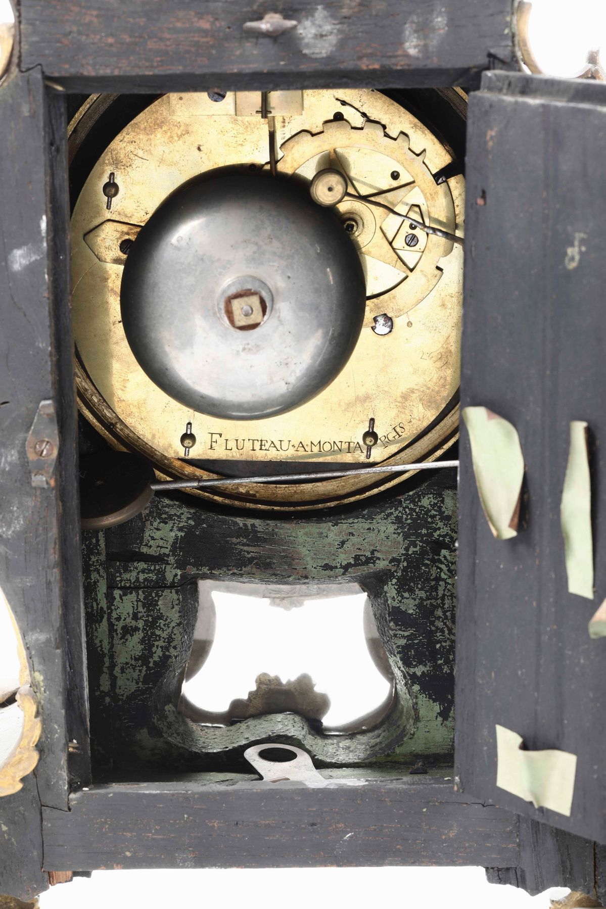 Pendola da Tavolo in Legno Laccato e Bronzi Dorati, Francia, XVIII Secolo