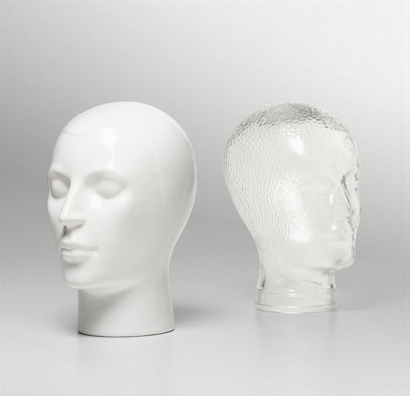 Due sculture in vetro opalino e in vetro.  - Asta Design - Cambi Casa d'Aste