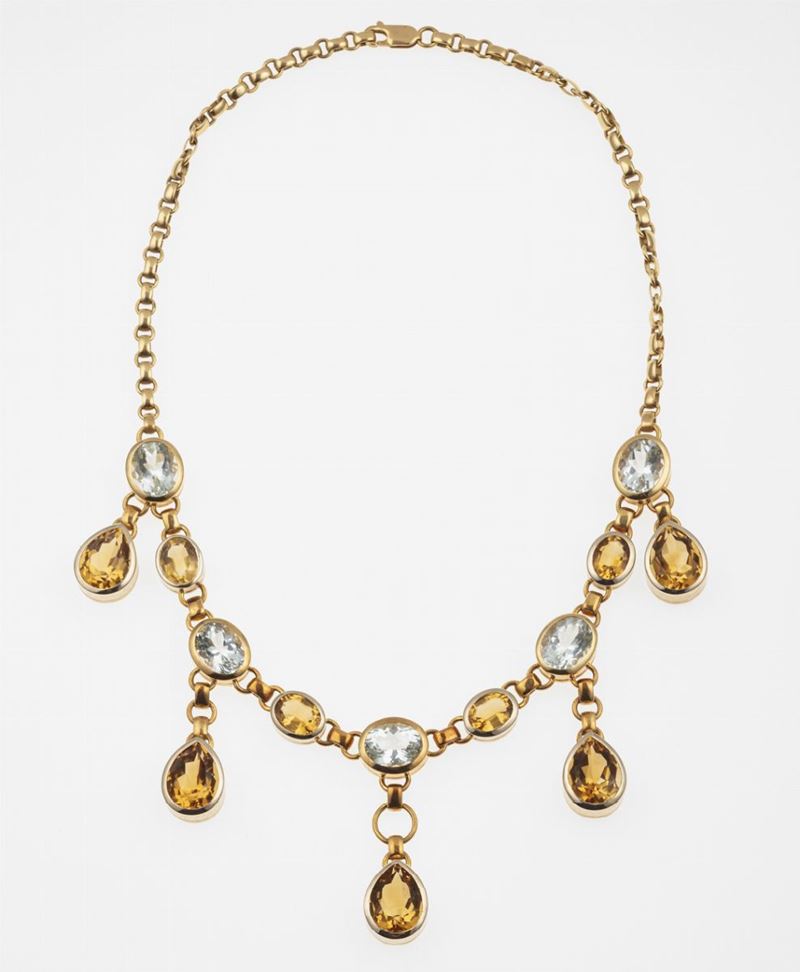 Aquamarine and citrine necklace  - Auction Fine Jewels  - Cambi Casa d'Aste