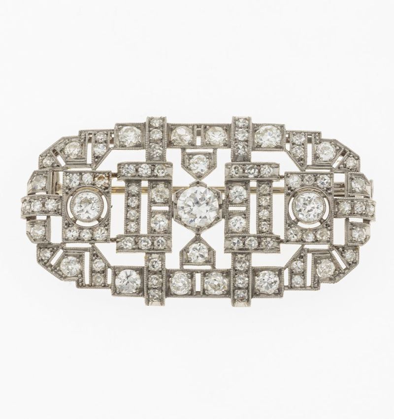 Old-cut diamond and platinum brooch  - Auction Fine Jewels  - Cambi Casa d'Aste