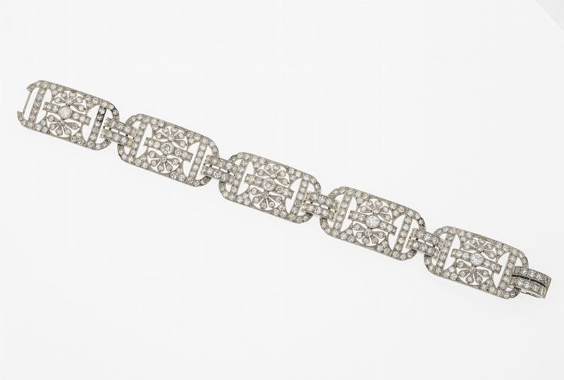 Diamond and platinum bracelet  - Auction Fine Jewels  - Cambi Casa d'Aste