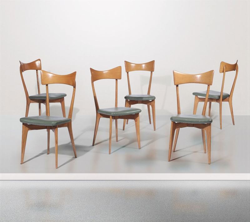 I. Parisi, six chairs, Italy, 1950s  - Auction Design - Cambi Casa d'Aste