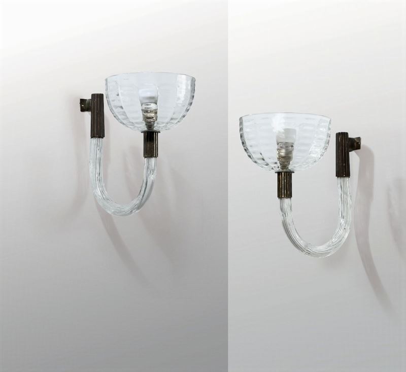 C. Scarpa, two wall lamps, Italy, 1940s  - Auction Design - Cambi Casa d'Aste