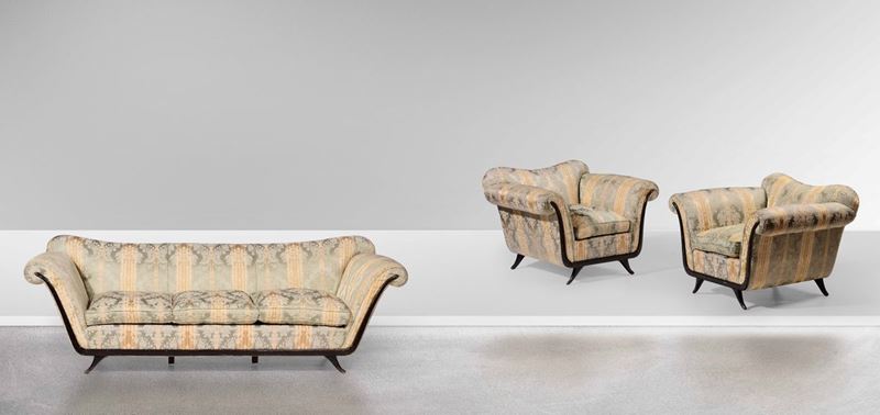 A set of two armchairs and a sofa, Italy, 1950s  - Auction Design Lab - Cambi Casa d'Aste